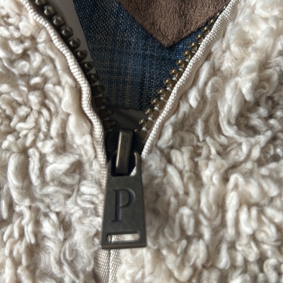 Pendleton Fuzzy Sherpa Plush Zip Jacket Beige Heather/Blue Ombre Plaid Size L - Picture 8 of 10